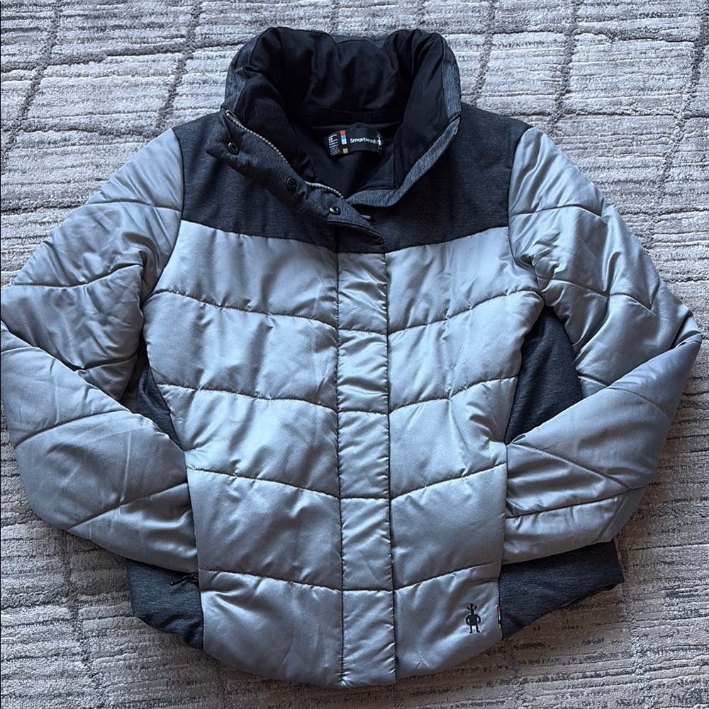 Stylish Gray and Black Puffer Jacket
